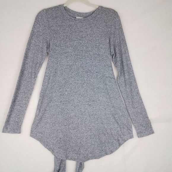 Anthropologie Tops - Anthropologie Womens Tunic Sz S‎ Heather Gray Knit Top Long Sleeve Waist Tie